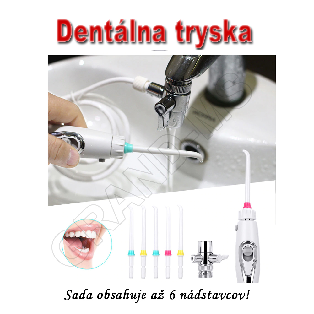 Dentálny irigátor - SPA - tryska na čistenie zubnej kefky či zubov so 6 nádstavcami