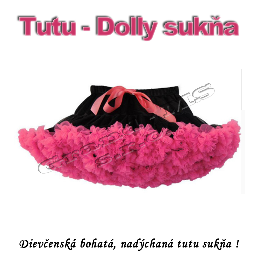 Tutu - Dolly sukňa pre dievčatá od 3 do 6 rokov, čierna so sýto ružovou