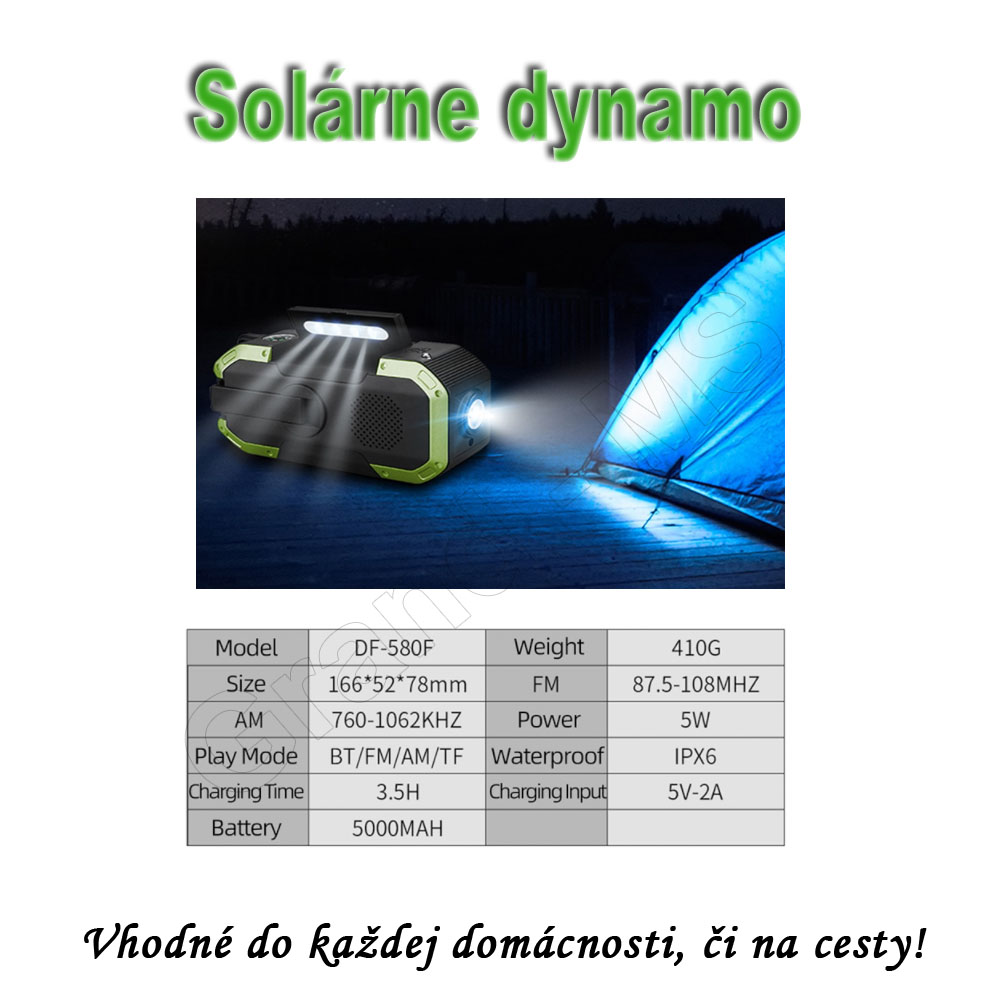 Appraisal turtle commentator Nabíjačky: Multifunkčné solárne LED dynamo s kľukou, powerbankou, rádiom,  bluetooth a displejom