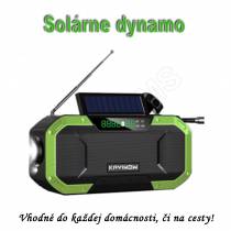 Multifunkčné solárne LED dynamo s kľukou, powerbankou, rádiom, bluetooth  a  displejom  - vojenská zelená