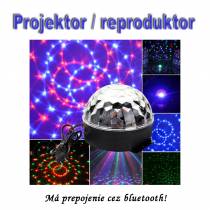 Projektor/reporoduktor - RGB disco guľa s prepojením cez bluetooth a vstupom USB