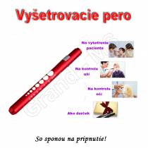 Vreckové lekárske diagnostické svetelné pero  - červená