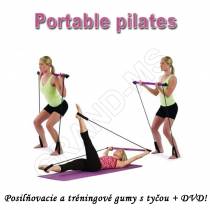 Posilňovacie a tréningové gumy s tyčou na cvičenie  s DVD- PORTABLE PILATES