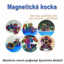 Magnetická NEOKOCKA, magnetické guličky farebné 216ks, 3mm