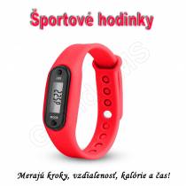 Športové digitálne hodinky s krokomerom QUEEN-US 0213 červené