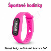 Športové digitálne hodinky s krokomerom QUEEN-US 0213 sýto-ružové