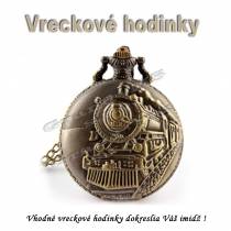 Vreckové hodinky - retro bronzový VLAK 3D dizajn